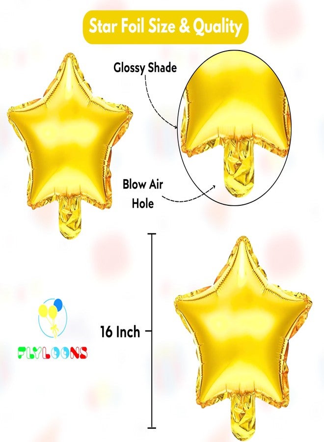 Flyloons 5th Happy Birthday Decoration Kit Gold White for Baby Boys Girls Kids Twins With 20 Pcs Chrome Balloons Birthday Banner 2 Pcs Star Items Set Golden - Image 3
